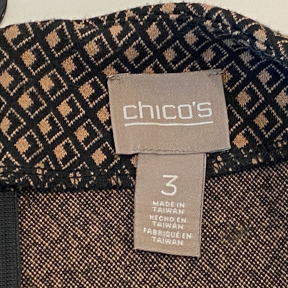 Chicos Sleeveless Knit Shift Dress Size 3 XL Double Diamond Print Stretch - Picture 5 of 6